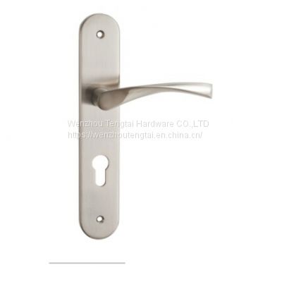 Internal External aluminum Door Handle for European Wooden Door Mortise Lock Hardware On Iron Plate