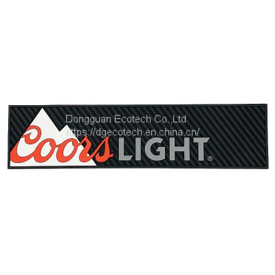OEM brand logo PVC Rubber Beer Bar Mat Eco Water proof PVC Drinking Bar rail mat silicone bar mat spill bar mat