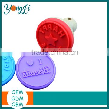 Biscuit Stamps - Non-stick Cookie Stamp Silicone Wood Stamp Handle