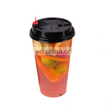 PET disposable high transparent injection cup for freshly squeezed juice and cold drink with hard plastic material and 90 calibe