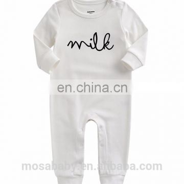 Baby Spring Long Sleeve Romper Soft Cotton With Plain "Milk " Printing 0-24 Months