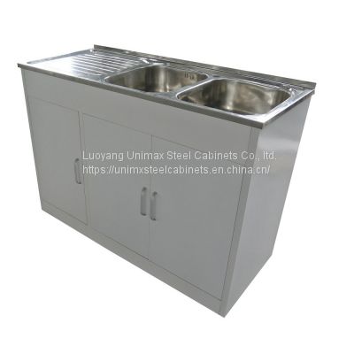Cheap Kitchen furniture kitchen cabinet with sink, 2 bowls