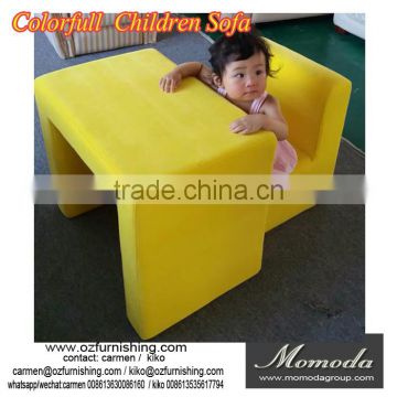 2017 new yellow mini fabric sofa and desk set for baby kids and children colorfull children furniture nursery school furniture