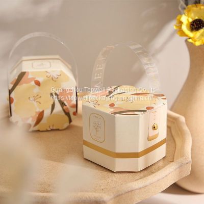 Flower Pattern Candy Package Box Wedding Favors Gift Box With Handle