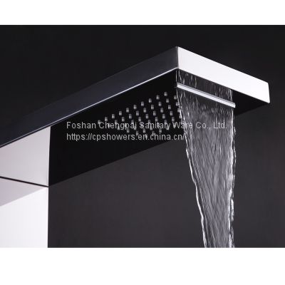 Shower panel shower tower with rainfall waterfall body jet hanheld shower head sanitary bath system