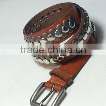 Leather belts with metal buttons