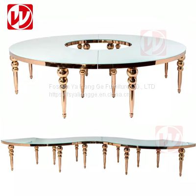 Event Luxury Wedding White Glass S Shape Round Circle Serpentine Dining Table for Hotel Partys