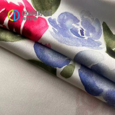 Printed Recycled Polyester Crinkle Chiffon Fabric 50D*75D Crepe Chiffon