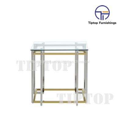 Modern luxury golden stainless steel marble top coffee table end table