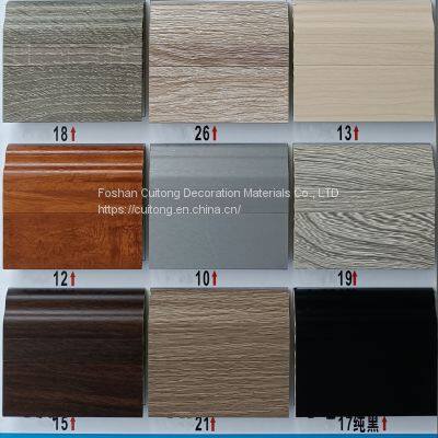 Plastic footing line home decoration pvc baseboard SPC floor corner line wood grain black and white gray