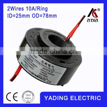 SRH 2578-2p Through bore slip ring ID25mm.78mm 2Wires, bore slip ring industrial 10A x2wires 10A