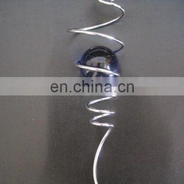 Wind Spinner Silver Spiral Tail With Glass Ball
