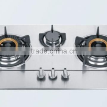 three burner stainless steel built in gas stove