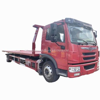 8m to 9.6m long bed FAW 4x2 hydraulic flatbed wrecker truck 10 ton 12ton