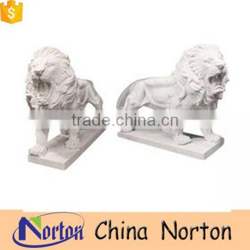 Hand carved norton factory white lion marble statues NTBM-L009Y
