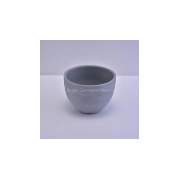 Grey bowl shape cement candle holder