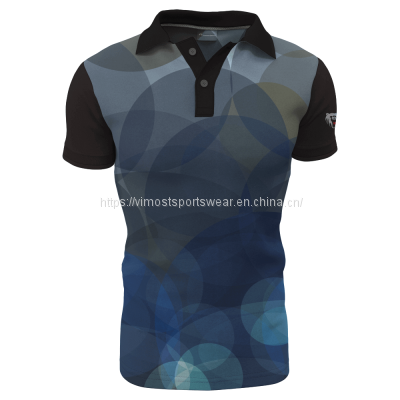 black short sleeves sublimated custom polo shirts designed for men