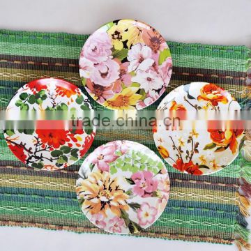 Set of 4pcs porcelain plate with floral design and hat box