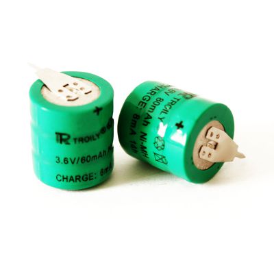 TROILY 3.6V60mAh NIMH battery pack rechargeable button battery with pins