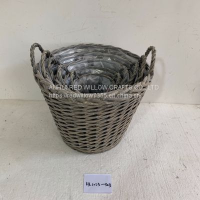 China Supplier Wholesale Natural Willow Wicker Basket With Plastic Liners
