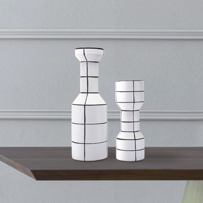 Nordic Modern Simple Creative Fashion White Black Stripe Ceramic Vase For Living Room Decor