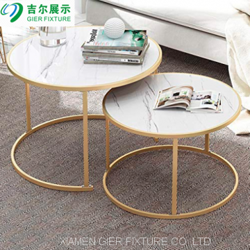 Golen Modern marbling round tea table sofa side simple wrought steel coffee table