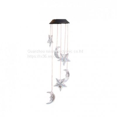 Decor Solar Wind Chimes,Star and Moon Outdoor Wind Chimes, Colorful Change Solar Wind Chime for Home Party