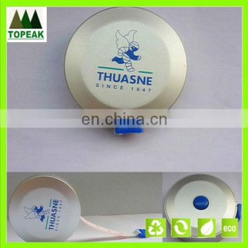 Promotional measuring tape (round shaped glazed silver tape measure)