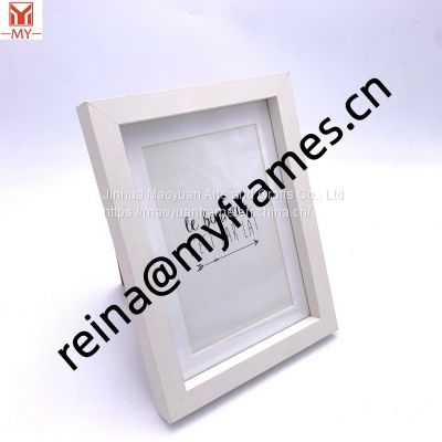 MDF Solid Color White Simple with Mat Photo Frame for Home Decoration