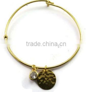 Sterling Silver Gemstone Bangle Gold Plated