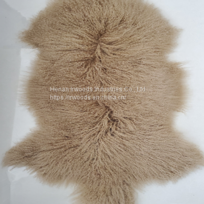 Eco-tan Long Curly Wool Tibetan Sheepskin Fur Material Carpet Plate
