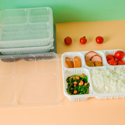 3/4/5 compartment disposable plastic food container food grade PP meal pre lunch box with lid