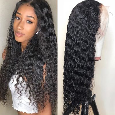 Water Wave 13*4 Front LaceHuman Hair Wigs Brazilian Human Hair Wigs For Women Girls Natural Color