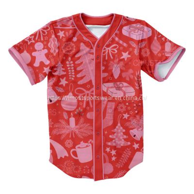 sublimated red baseball jersey with polyester