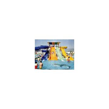 Swimming Pool Fiber Glass Water Slides , Water Park Slide With 60m Length