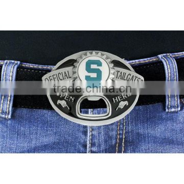 Lead & Nickel Free Michigan State "Official Tailgater" Belt Buckle With Bottle Opener