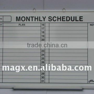 Whiteboard With Lines For Monthly Schedule