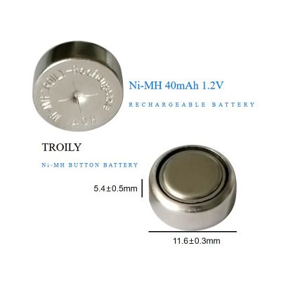 TROILY 1.2V40mAh NIMH button rechargeable battery for LED Solar Auto Tail Light