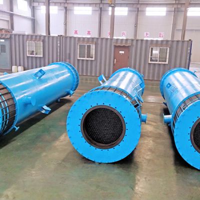 graphite shell and tube falling film absorber for water corrosive treatment