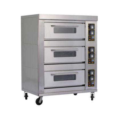 Guangzhou Factory 3 deck 6 trays commercial kitchen gas oven bakery machine equipment baking oven bread cake pizza deck oven