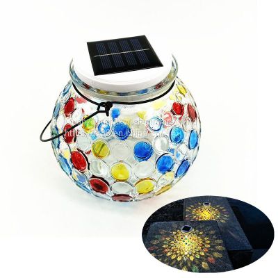 High quality outdoor waterproof LED round color jar solar wall light for gardens, courtyards, corridors, parks