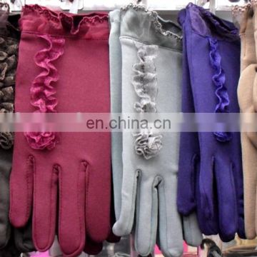 Trendy Ladies Stylish Bow Winter Cute Wool Gloves with lace flower