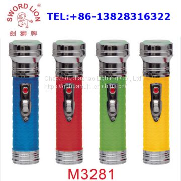 Dry battery operated iron metal & plastic LED flashlight torch