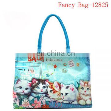 Cartoon design cat pattern canvas bag