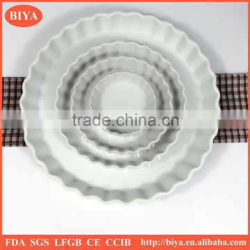 different big size ceramic stripe round shape fruit pie plate, porcelain cake baking plate,Cheese pan or flower pot plate