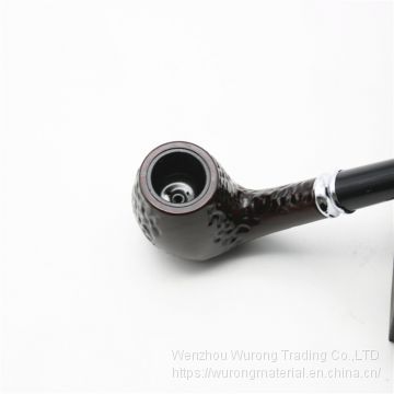 245mm Length wooden resin medium tobacco pipe with small black carving head for smoking