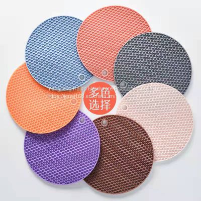 Heat insulation pad household heat insulation pad anti-scalding table mat kitchen pot mat round honeycomb silicone coaster bowl mat plate mat table mat non-slip high temperature resistant