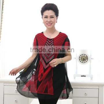MIddle aged ladies new arrivals loose printed blouse