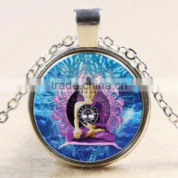 XP-TGN-LT-124 Best Price Life Tree Charm Cabochon Round Glass Antique Gem Mandala Time Gemstone Necklace For Promotional Gift