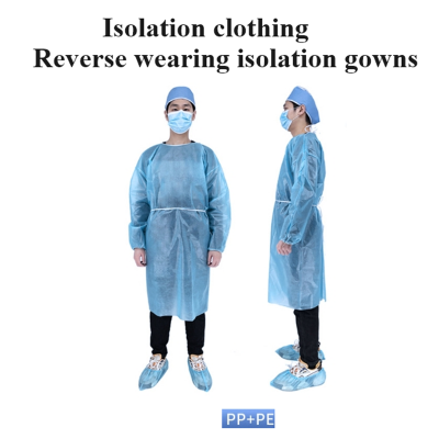 Reverse wearing isolation gowns and gowns